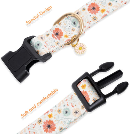 Quick release buckle detail on Faygarsle cotton floral dog collar
