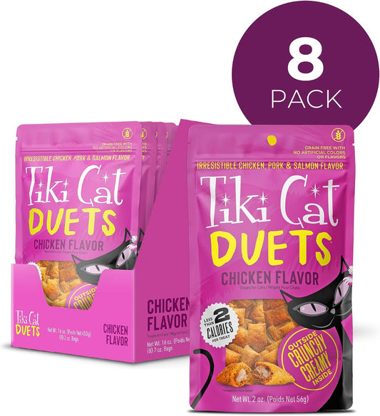 Tiki Cat Duets dual texture chicken flavor cat treats pouch packaging