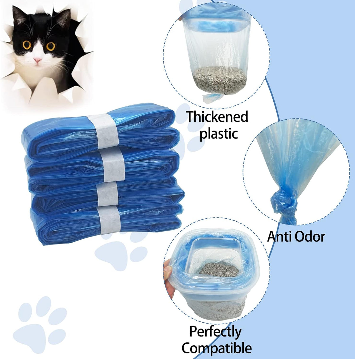 Multi layered cat litter replacement bags showing durable tear resistant material