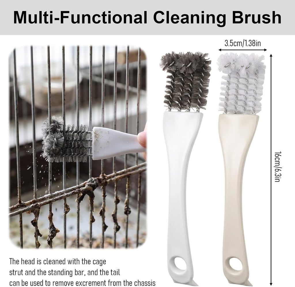 Stainless steel poop remover tool scoop scraping bird droppings from cage trays.