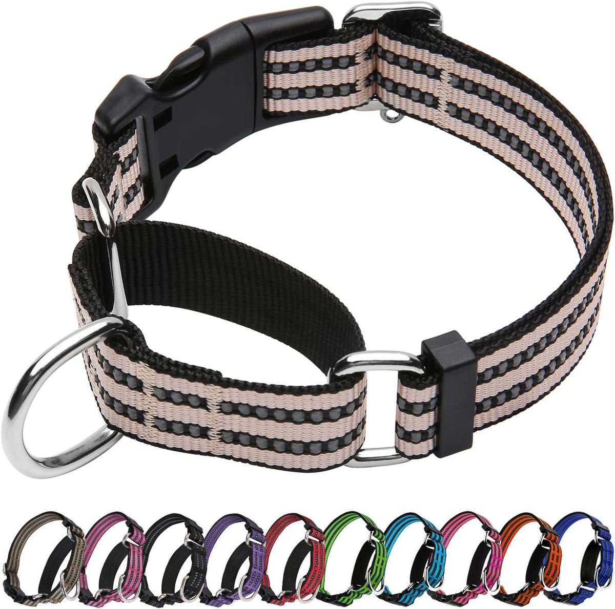 Martingale Dog Collar, Adjustable Nylon Reflective Collar with Quick Release Buckle, No Pull Dog Training Collars for Small Medium Large Dogs (Forest Green, Medium) - Image 14