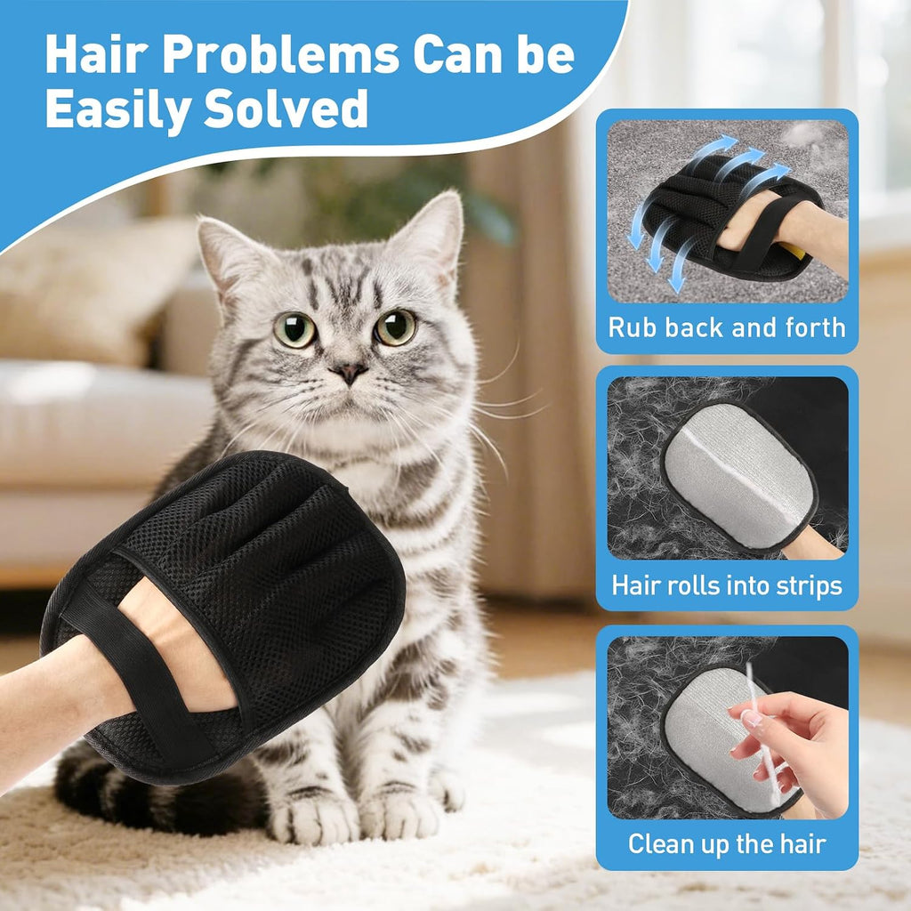 Reusable dog and cat hair remover glove for car seat cleaning
