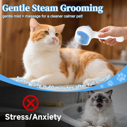LetsFeed 3-in-1 spray grooming brush held in hand for size reference
