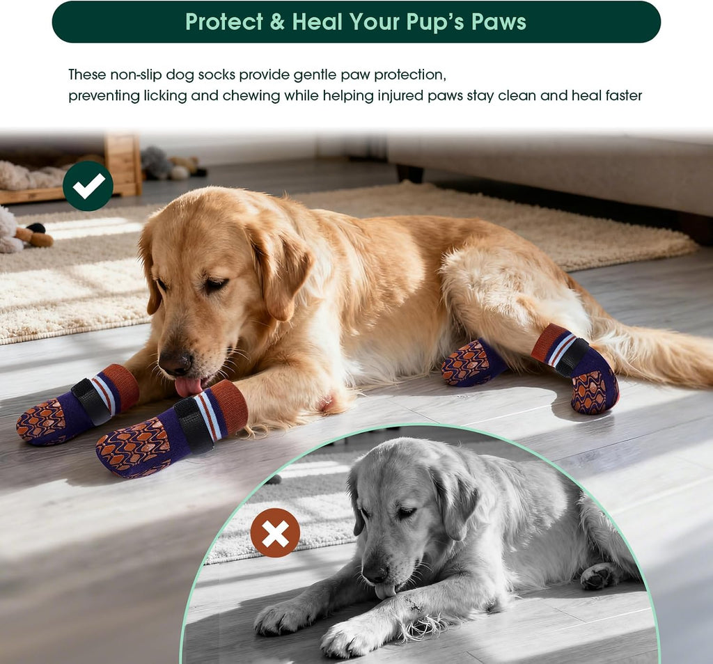Adjustable velcro strap detail on Kuoser dog grippy socks