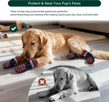 Adjustable velcro strap detail on Kuoser dog grippy socks