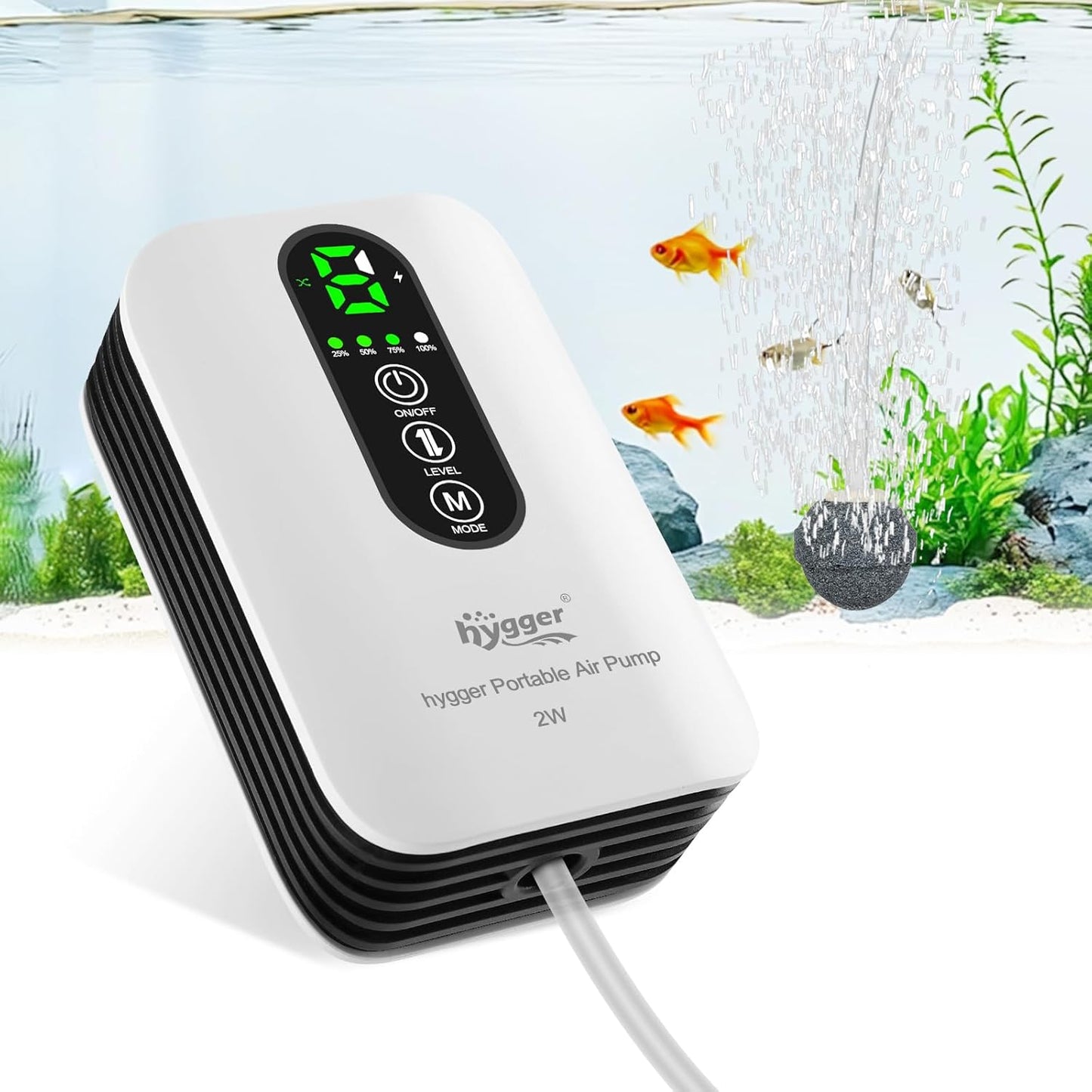 hygger Battery Powered Aquarium Air Pump 10-120Gal, Quiet USB Rechargeable Adjustable Fish Tank Air Pump, Portable Fish Oxygen Aerator Bubbler for Bait Bucket, Outdoor Fishing, Power Outage, Emergency - Image 9