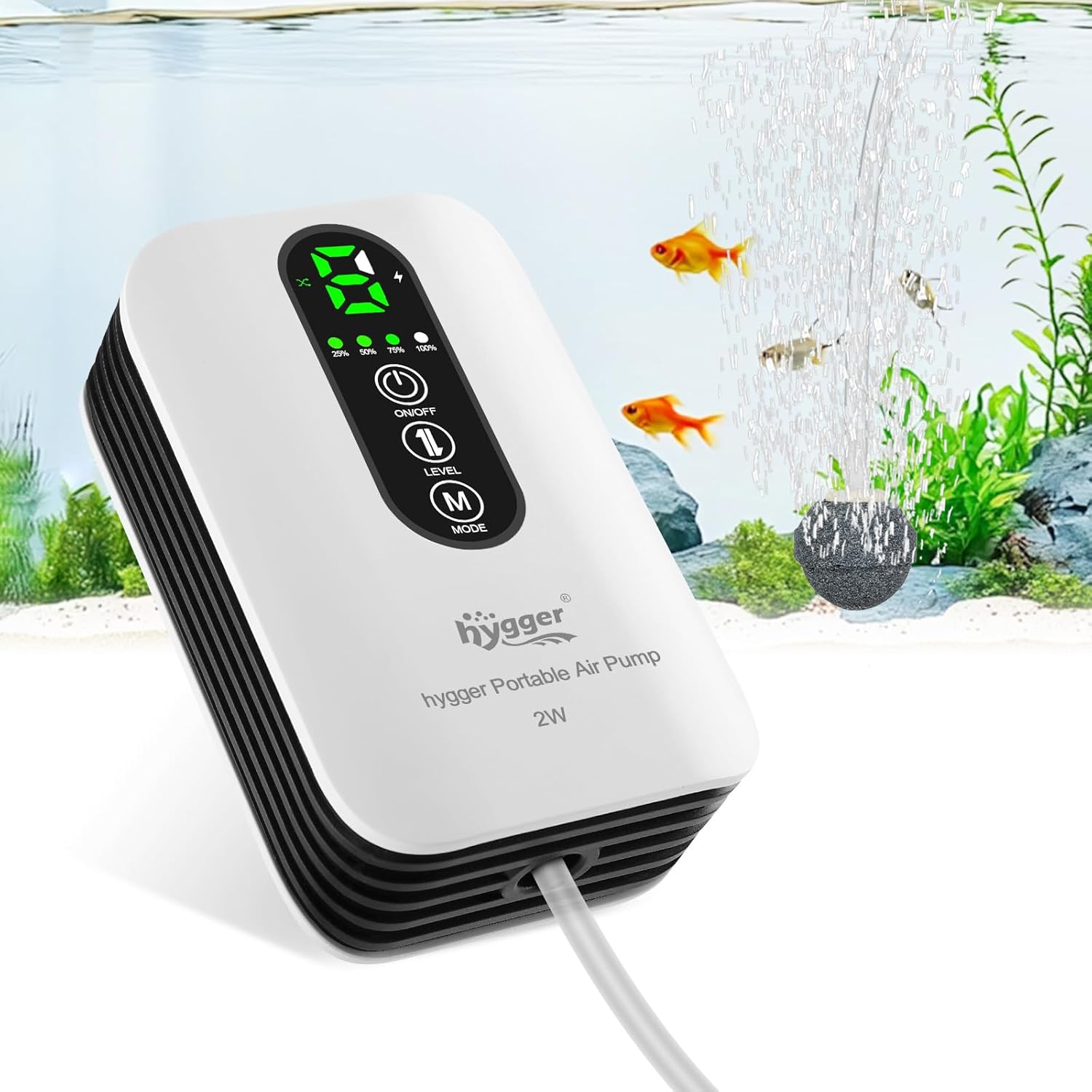 hygger Battery Powered Aquarium Air Pump 10-120Gal, Quiet USB Rechargeable Adjustable Fish Tank Air Pump, Portable Fish Oxygen Aerator Bubbler for Bait Bucket, Outdoor Fishing, Power Outage, Emergency - Image 9