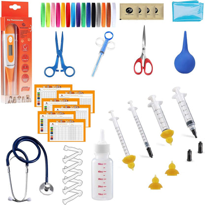 REDDOUDOU Puppy Kitten Whelping Kit, Whelping Kit with Feeding Nipple Bottle Stethoscope Scissors Cord Clamps Aspirator etc Full kit - Image 10