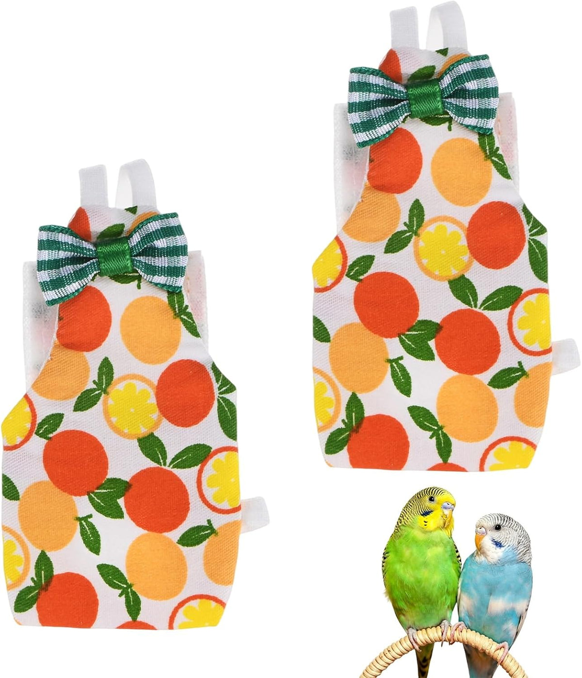 M METERXITY 2-Pack Adjustable Bird Diapers, 3.4"x2" Washable Reusable Flight Suit Pigeon Pants Urine Wet Suit Costume for Cockatiel/Lovebird/Monk, Pet Parrot Nappy [Bowknot Green, - Image 9