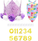 PET SHOW Pink Crown Dog Birthday Party Hat for Girls Reusable Birthday Party Cat Kitten Headband with 0-9 Figures Charms Grooming Accessories with Glue Pack of 1 - Image 14