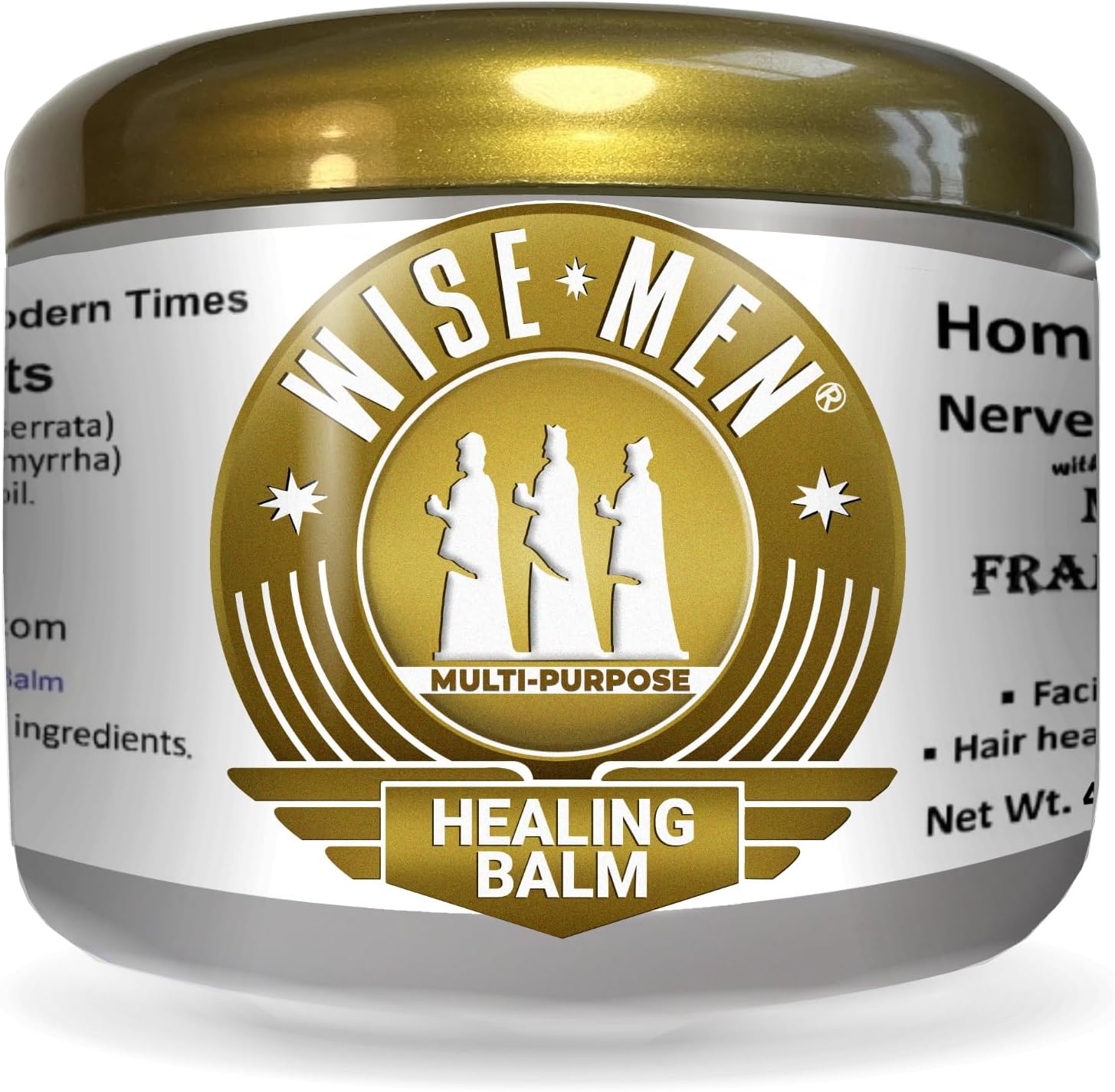 Neutripure Wise Men Healing Balm front view container on white background showcasing myrrh and frankincense branding.