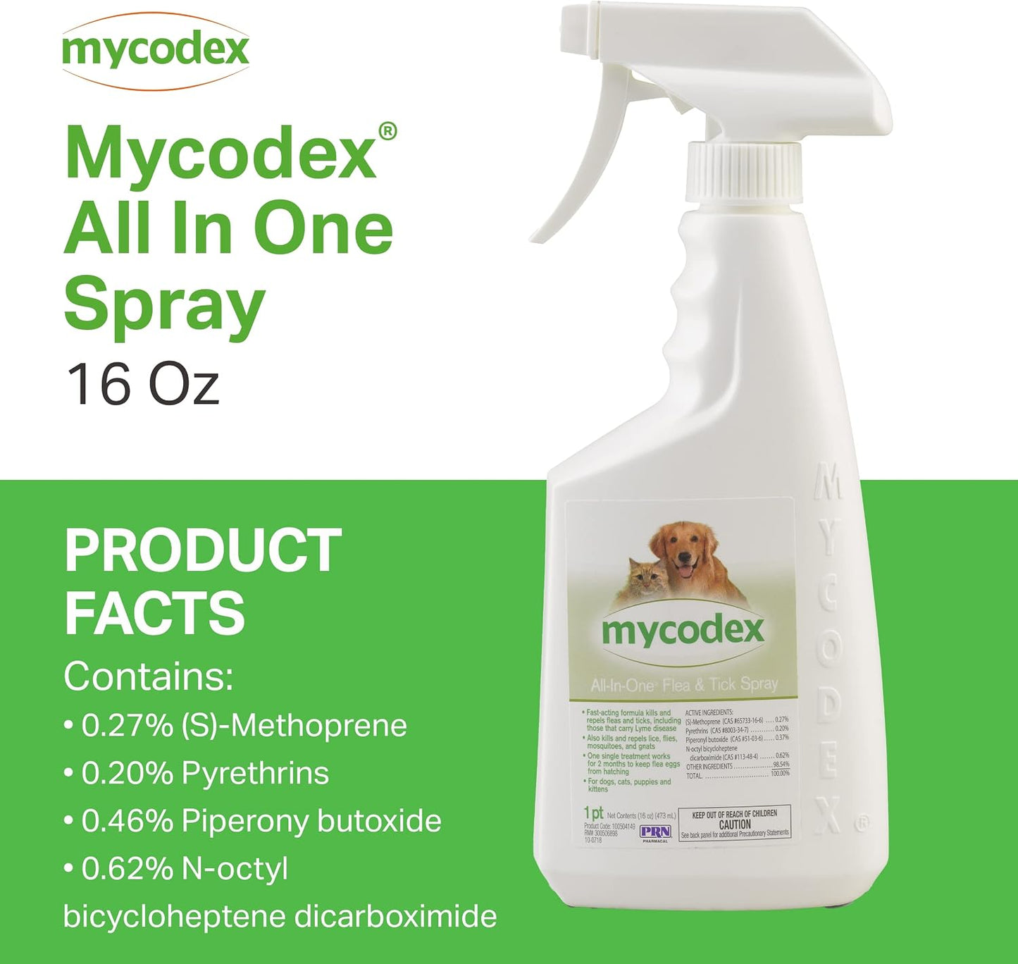 Close up of PRN Mycodex spray label details