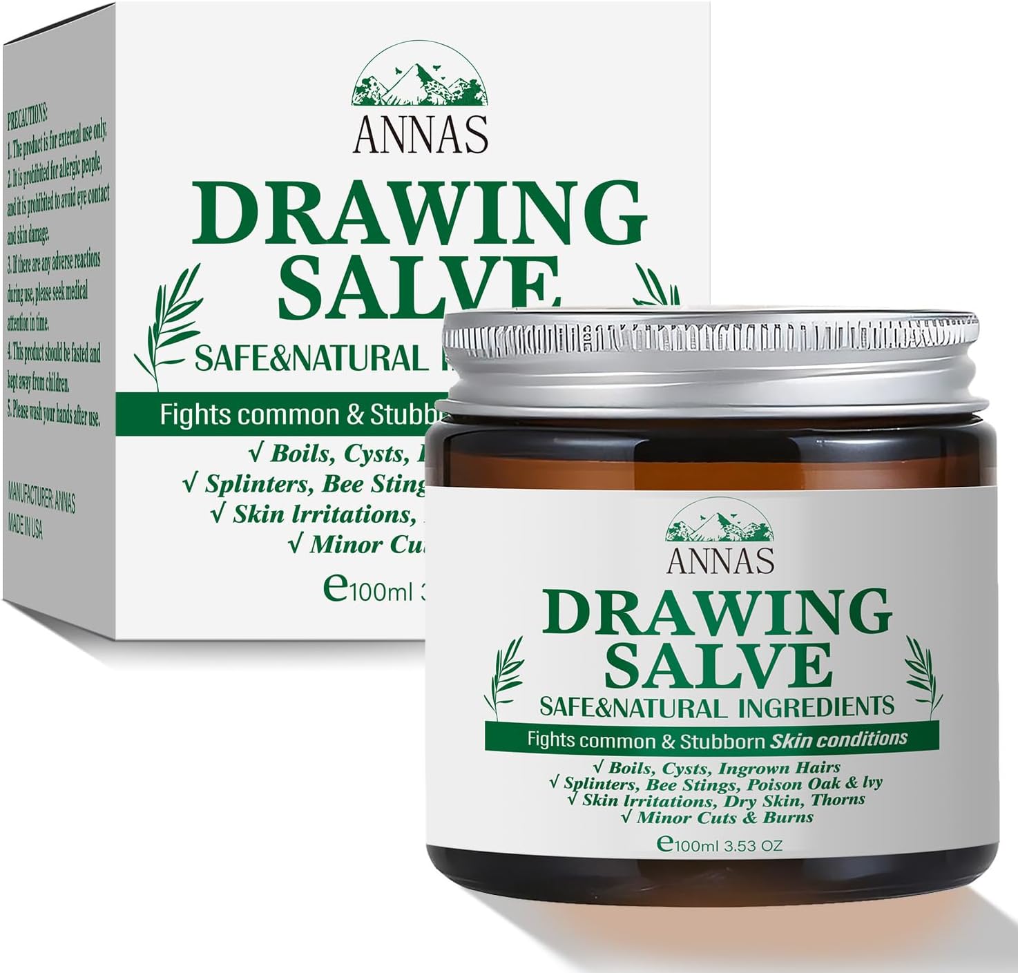 ANNAS Maximum Strength Drawing Salve 100ml jar front view for skincare treatment