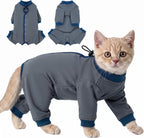 QBLEEV Cat Recovery Suit for Post Surgery, Spay Neuter Suit for Cats, Soft Stretchy Cotton Cat Onesie for Skin Diseases, Anti-Lick Surgical Shirt Pajamas for Abdominal Wound, Kitten Cone Alternative - Image 11