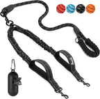 SlowTon Double Dog Leash front view showcasing the black nylon rope and dual padded handles.