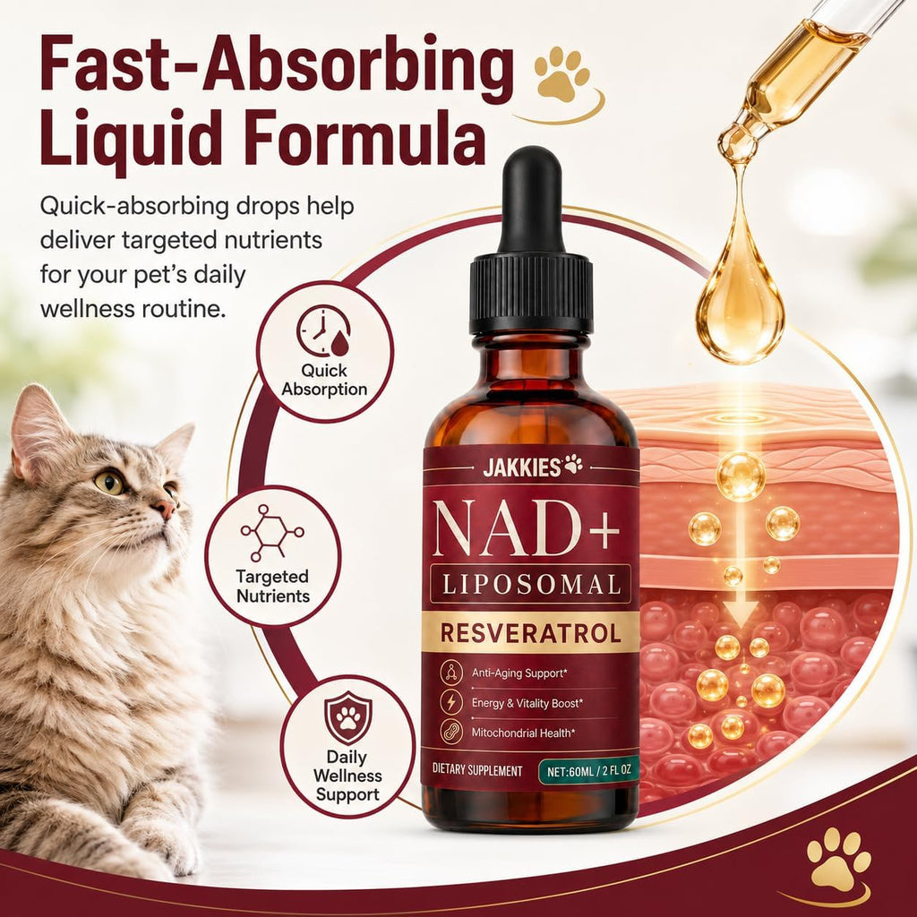Close up of Jakkies cat health drops packaging highlighting the sixty milliliter volume text