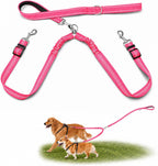 Double Dog Leash for Two Dogs, Complete Set with 31.5" Main Leash + Adjustable Splitter, Padded Handle, D-Ring, 360 degrees Swivel, Shock-Absorbing Bungee, Reflective for Small Medium Large Dogs (Black) - Image 9