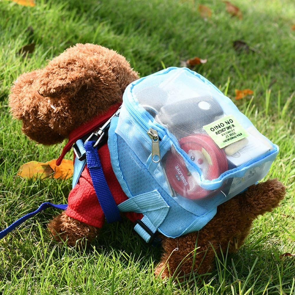 Toseky small dog harness backpack top view highlighting premium nylon stitching