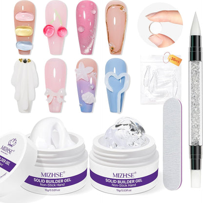 Mizhse solid builder gel kit clear and white front view