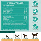 Premium chicken flavored allergy bites containing colostrum and probiotics for canine immunity.