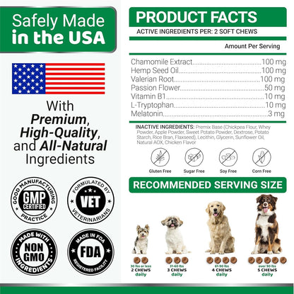 Authentic Yuma's hemp calming chews for barking and thunderstorm stress care.