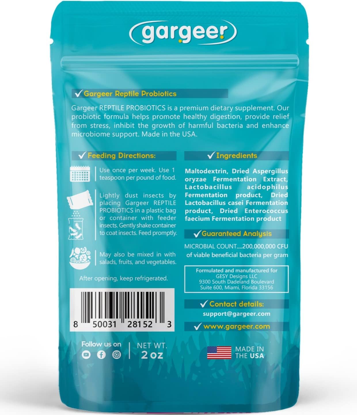 Gargeer reptile probiotic powder texture detail