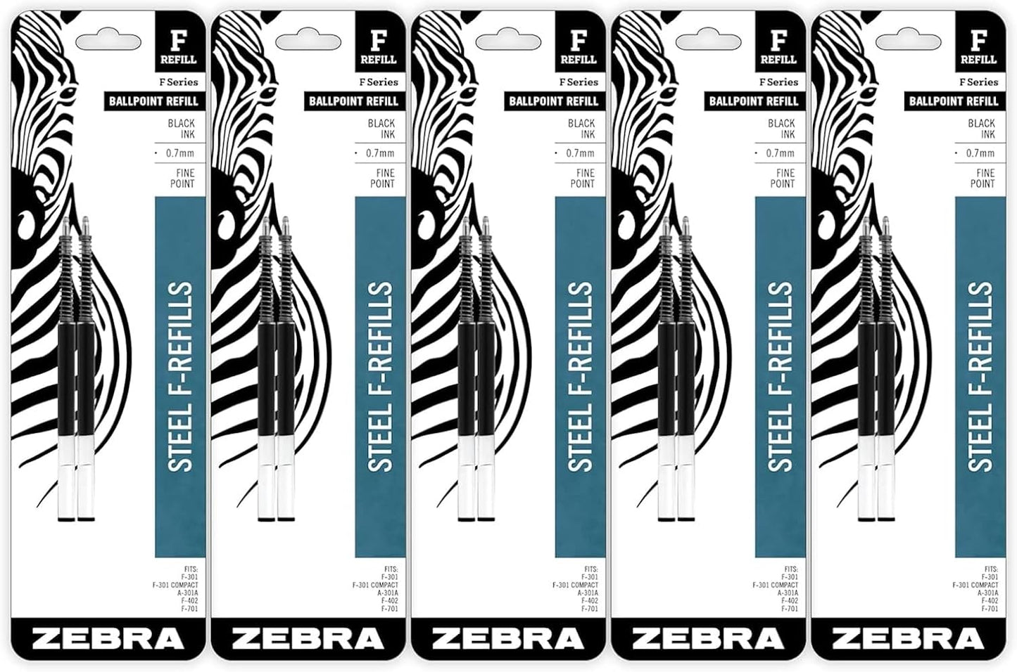 Zebra Pen Steel, F-Refill Ballpoint Ink Refills, 0.7mm Fine Point, Black Ink, Fits Zebra F-301, F-402, and F-701 Ballpoint Pens, Smooth Writing Performance, 2-Pack (85512) - Image 10