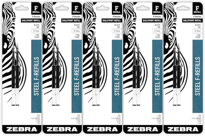 Zebra Pen Steel, F-Refill Ballpoint Ink Refills, 0.7mm Fine Point, Black Ink, Fits Zebra F-301, F-402, and F-701 Ballpoint Pens, Smooth Writing Performance, 2-Pack (85512) - Image 10