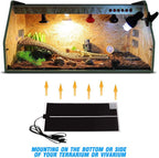 PeSandy terrarium heating mat displayed next to a glass reptile enclosure