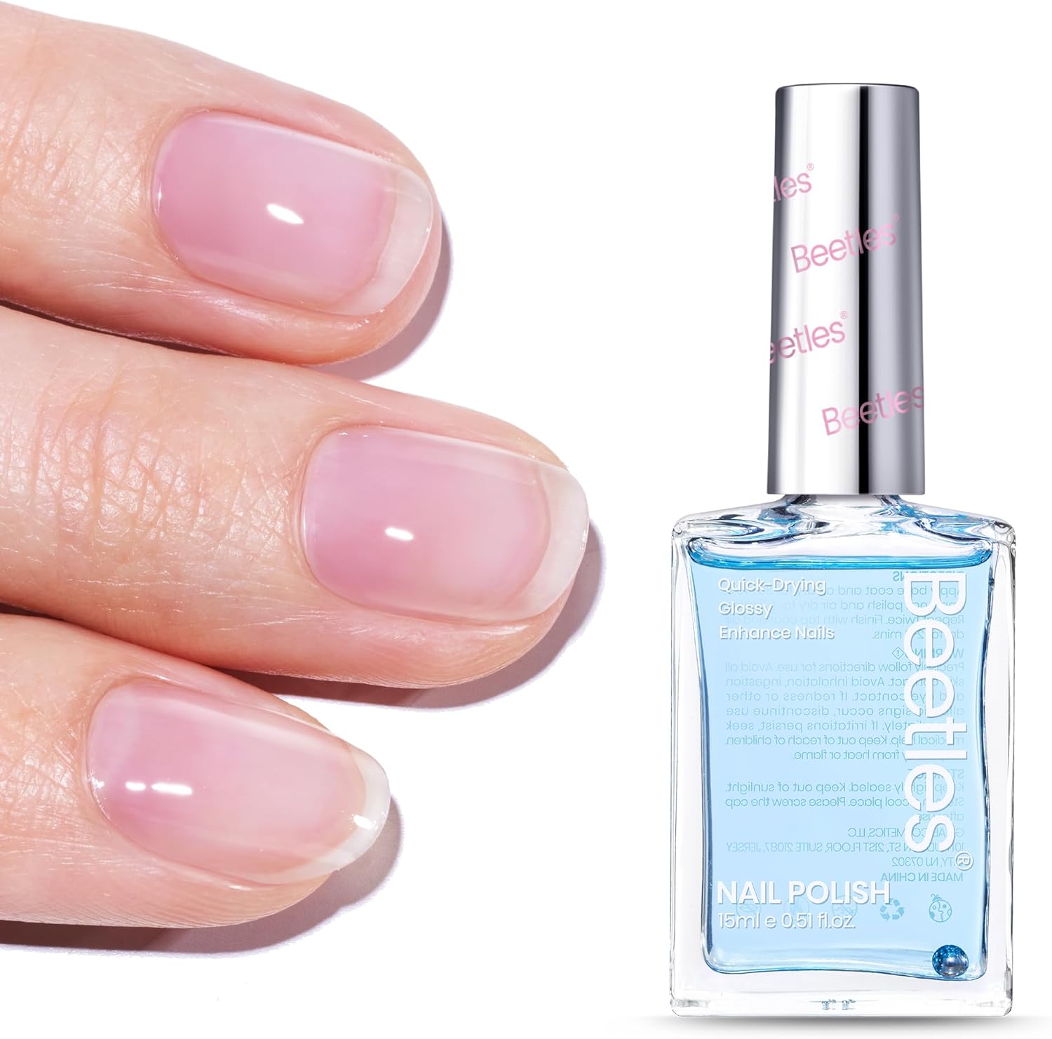 Beetles Gel Polish Nail Strengthener Oceanic Blue front view bottle showing the lacquer treatment.