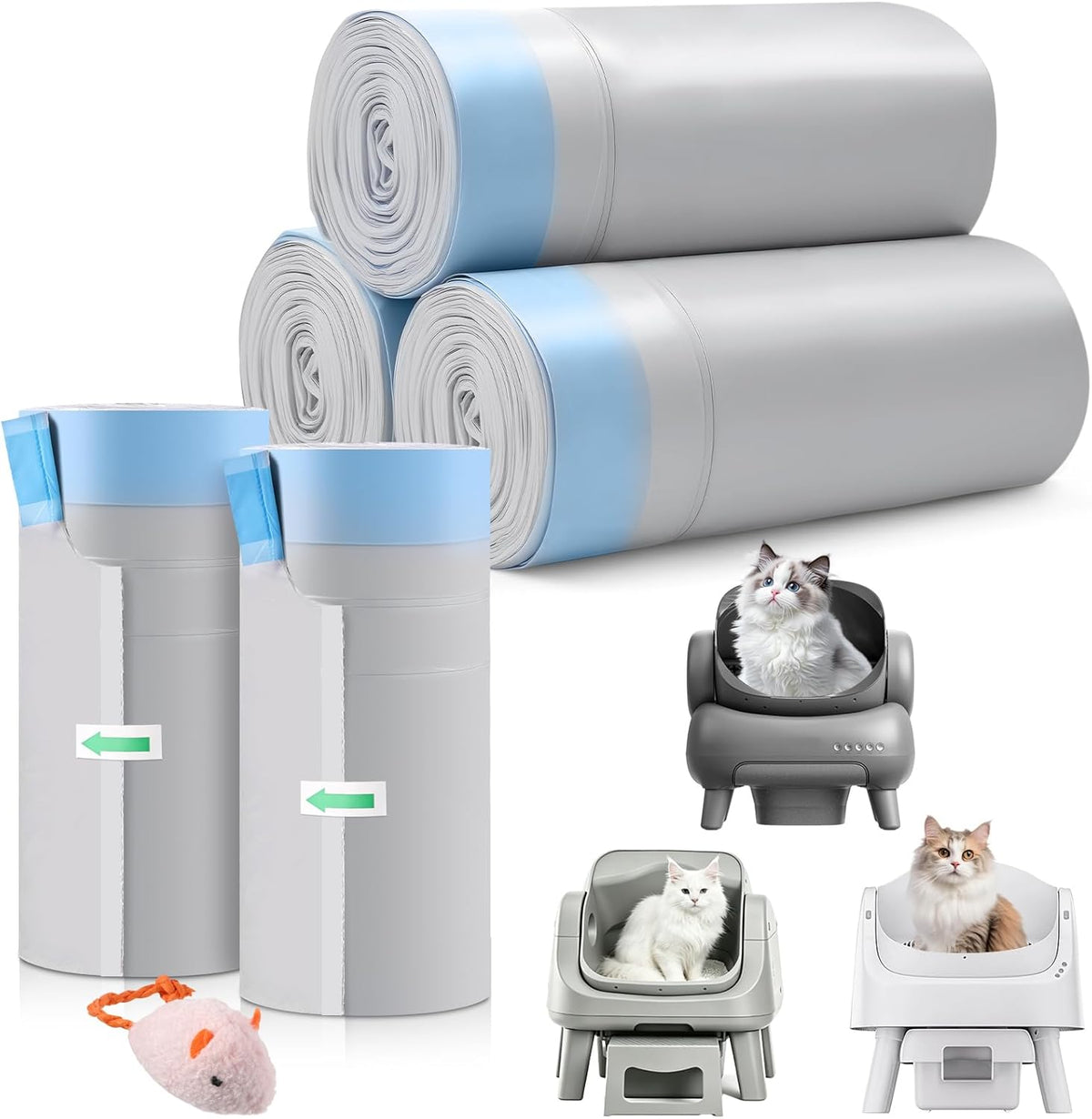 AWoHH automatic cat litter box bags 150 pack front view