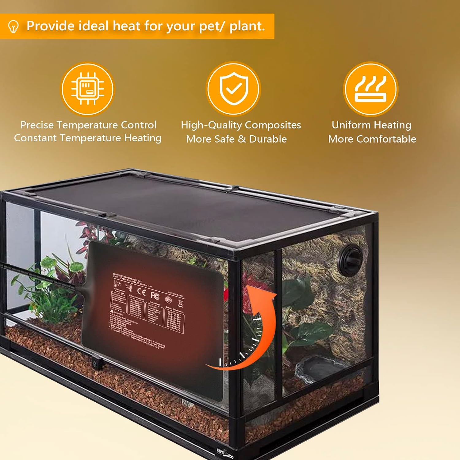 Fipasen 6x8 inch terrarium heating mat controller display