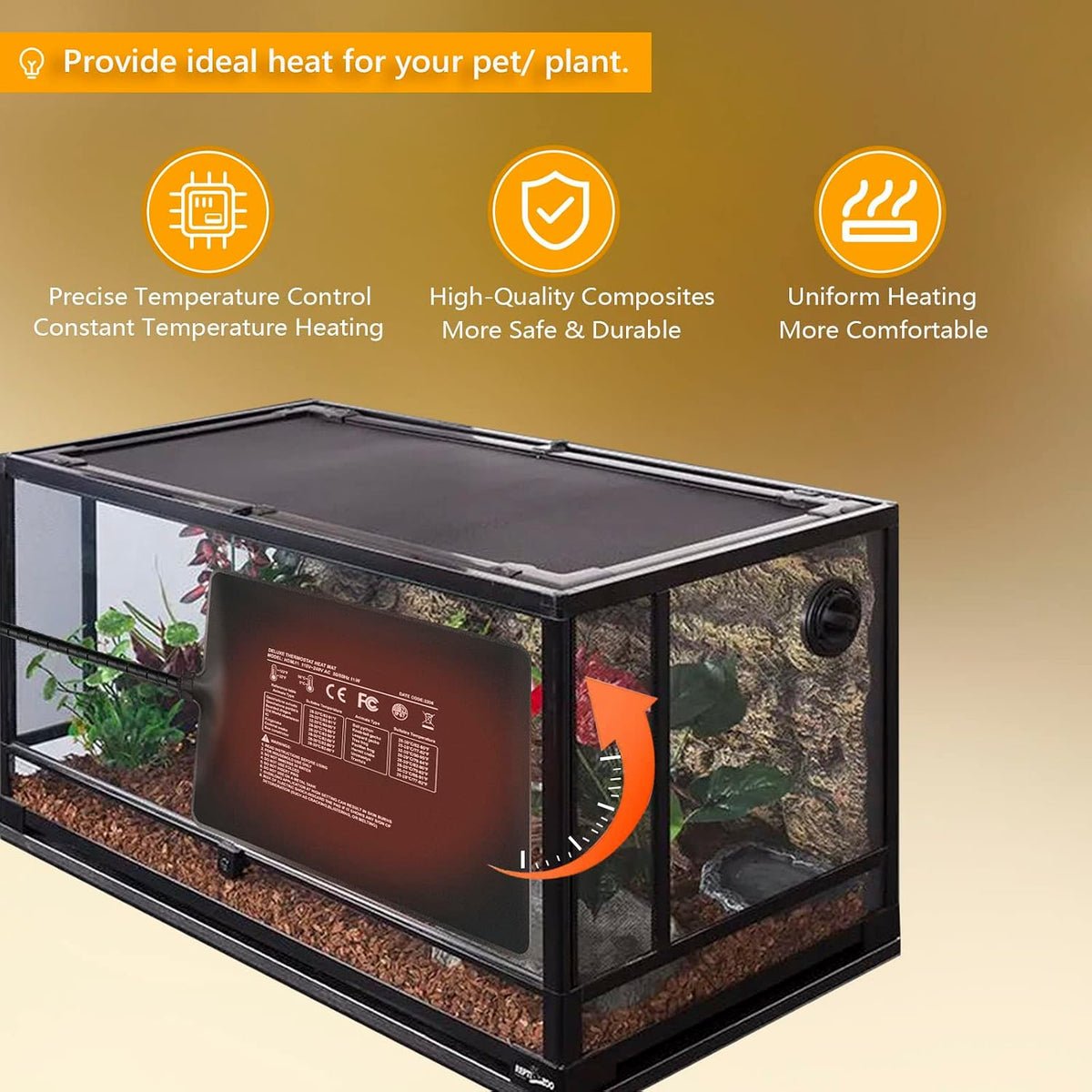 Fipasen 6x8 inch under tank heat mat laid flat
