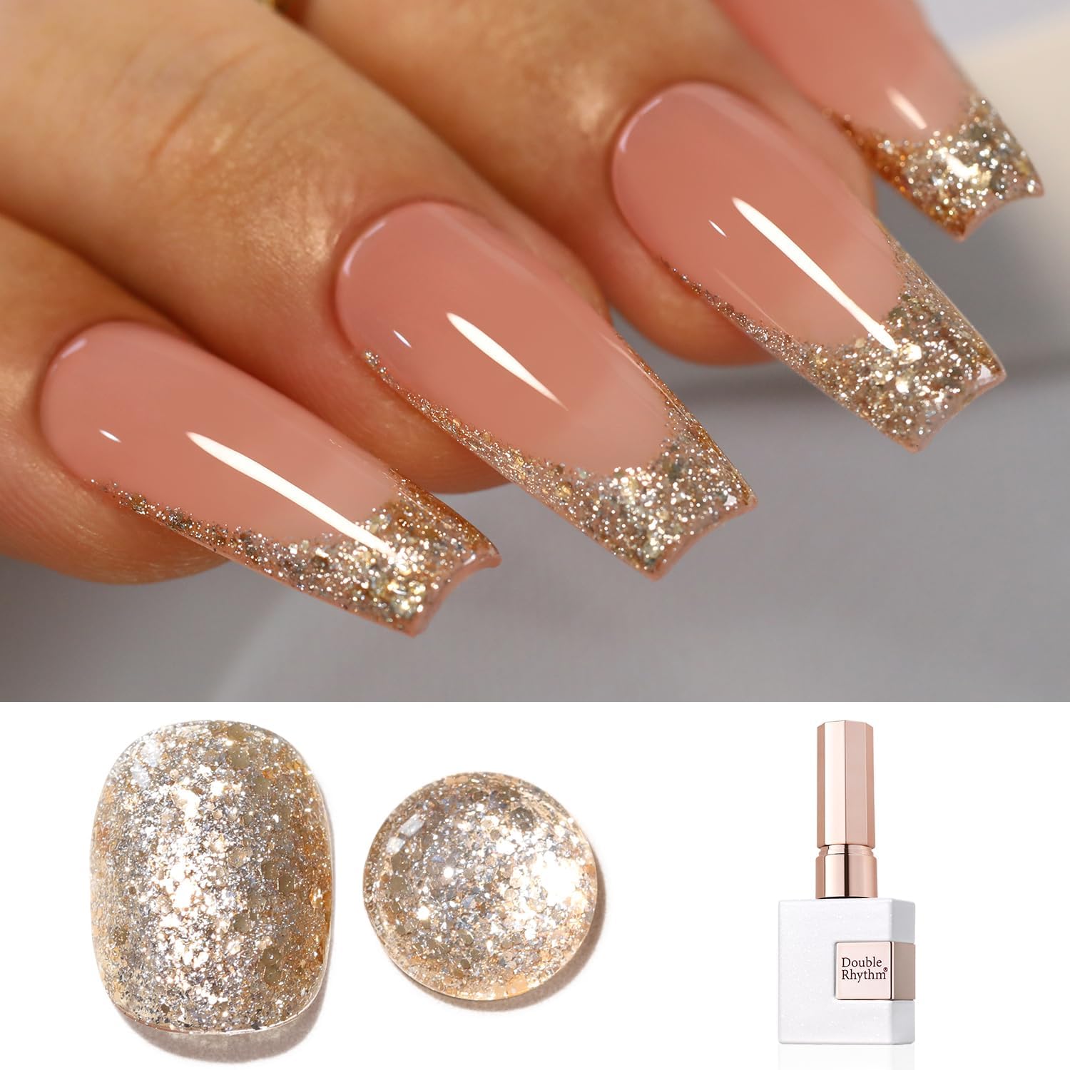 Double Rhythm Reflective Glitter Gel Nail Polish bottle front view
