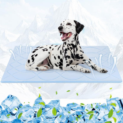 Dog Cooling Mat, 48'' x 28'' Large, Q-Max>0.4 Self-Cooling Mat for Dog Reversible (Cool & Warm), Double-Sided Pet Cool Pads for Summer, Crate, Kennel, Machine Washable, Non-Gel, Blue+Grey - Image 13