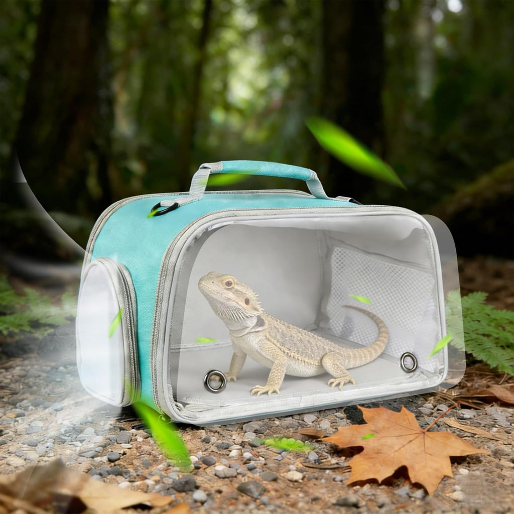 WEVONIGU Scratch-Resistant Bearded Dragon Backpack Foldable Gecko Carrier Ventilation Travel Bag with Clear View Window Dual Carry Cage Options for Travel Hiking & Vet Visits - Image 9