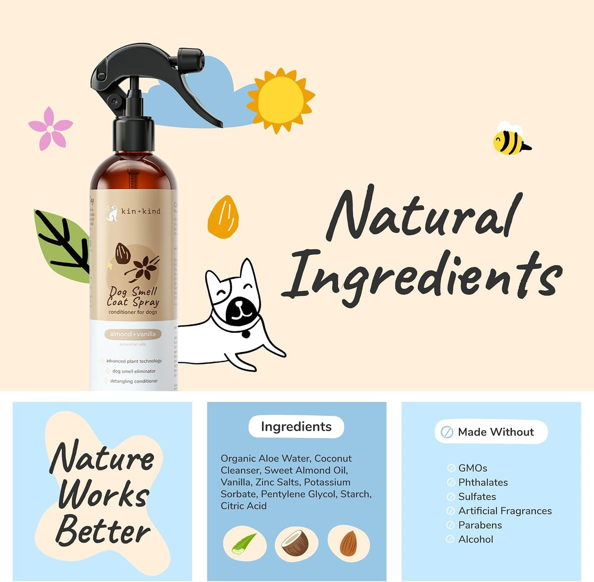 Kin+Kind dog grooming spray bottle with nozzle