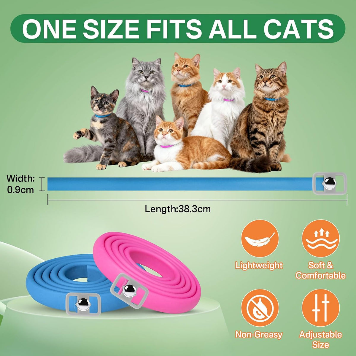 Set of 2 pink and 2 blue feline flea protection collars