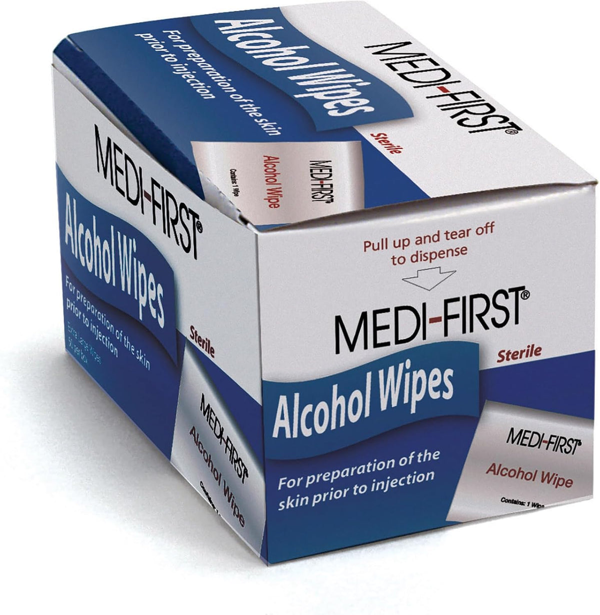 Medique Medi-First Alcohol Skin Prep Pads 50 count box front view
