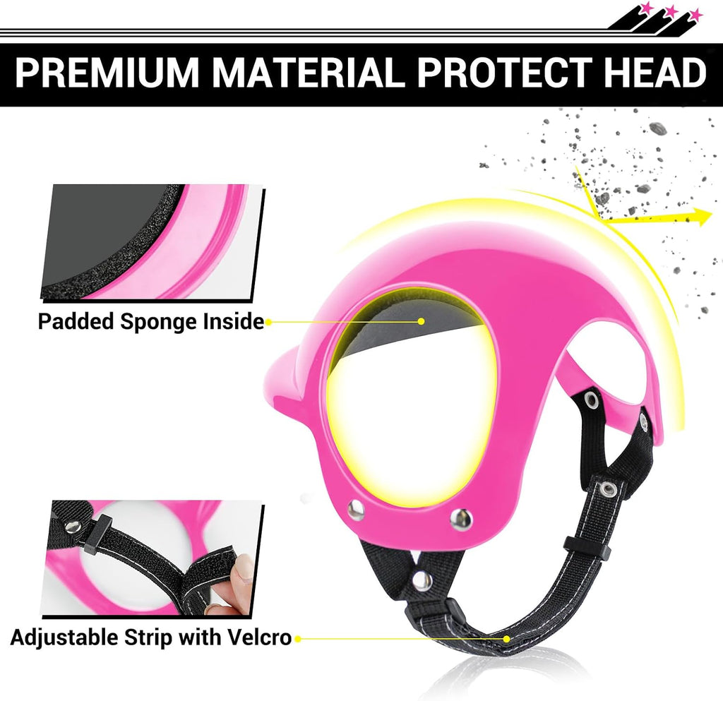 Adjustable pet safety helmet with foam lining