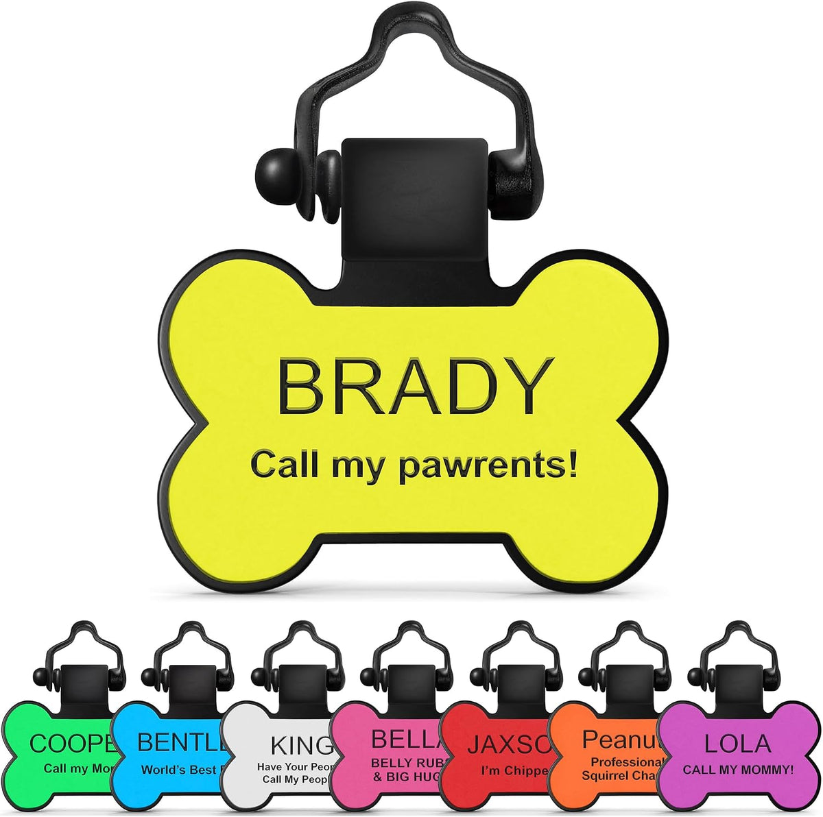 SiliDog - The Original Silicone Silent Dog Tag - Personalized Engraved Soundless Pet ID - As Seen On Shark Tank - Durable - Never Fades - Bone - Blue - Image 13