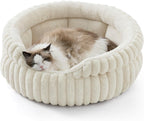 Bedsure ComfyFleece(TM) Cat Bed, Washable Round Cute Pet Beds for Indoor Cats, Super Soft Corduroy Kitten Bed with Anti-Slip Bottom, 20''x20''x8'', Cream - Image 10