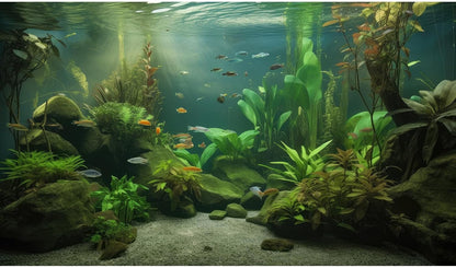 Underwater Fish Tank Background Under The Sea Cave Style Aquarium Background Ocean Floor Cave Sunlight Fish Tank Backdrop Tropical Fish Aquarium Terrarium Backgrounds Decorations 48x20in - Image 11