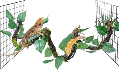 VCEPJH Medium Reptile Vines Thick Terrarium Plants 70 Inches Long Flexible Climbing Branch with Leaves Snake Tank Accessories Greenery Habitat Decor for Bearded Dragon Chameleon Gecko Lizard (Black) - Image 11