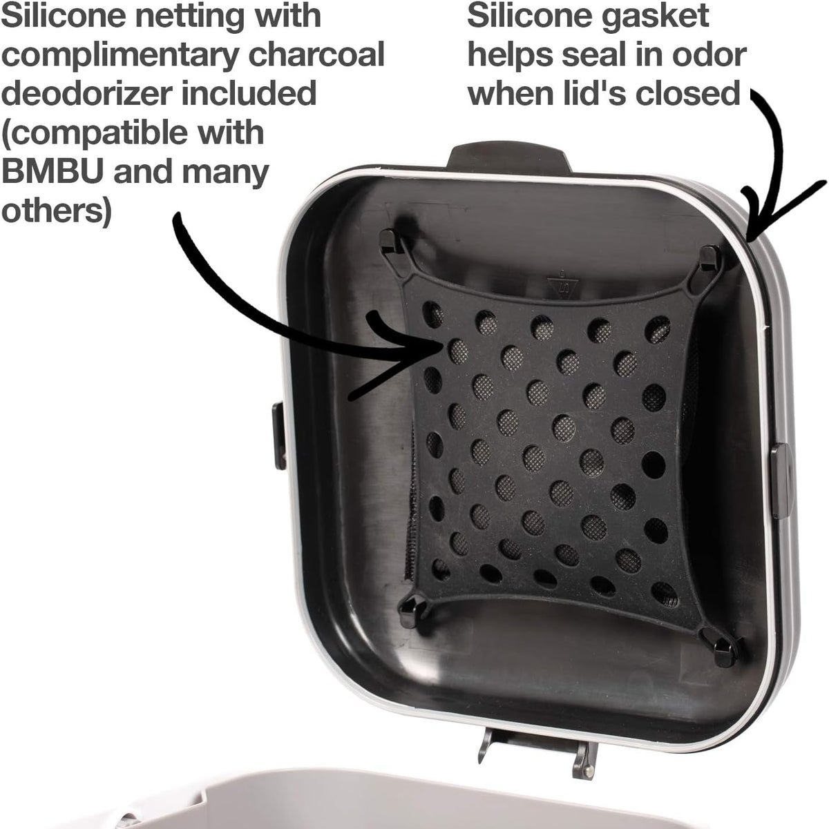 PetFusion dog poop trash can with airtight silicone gasket seal