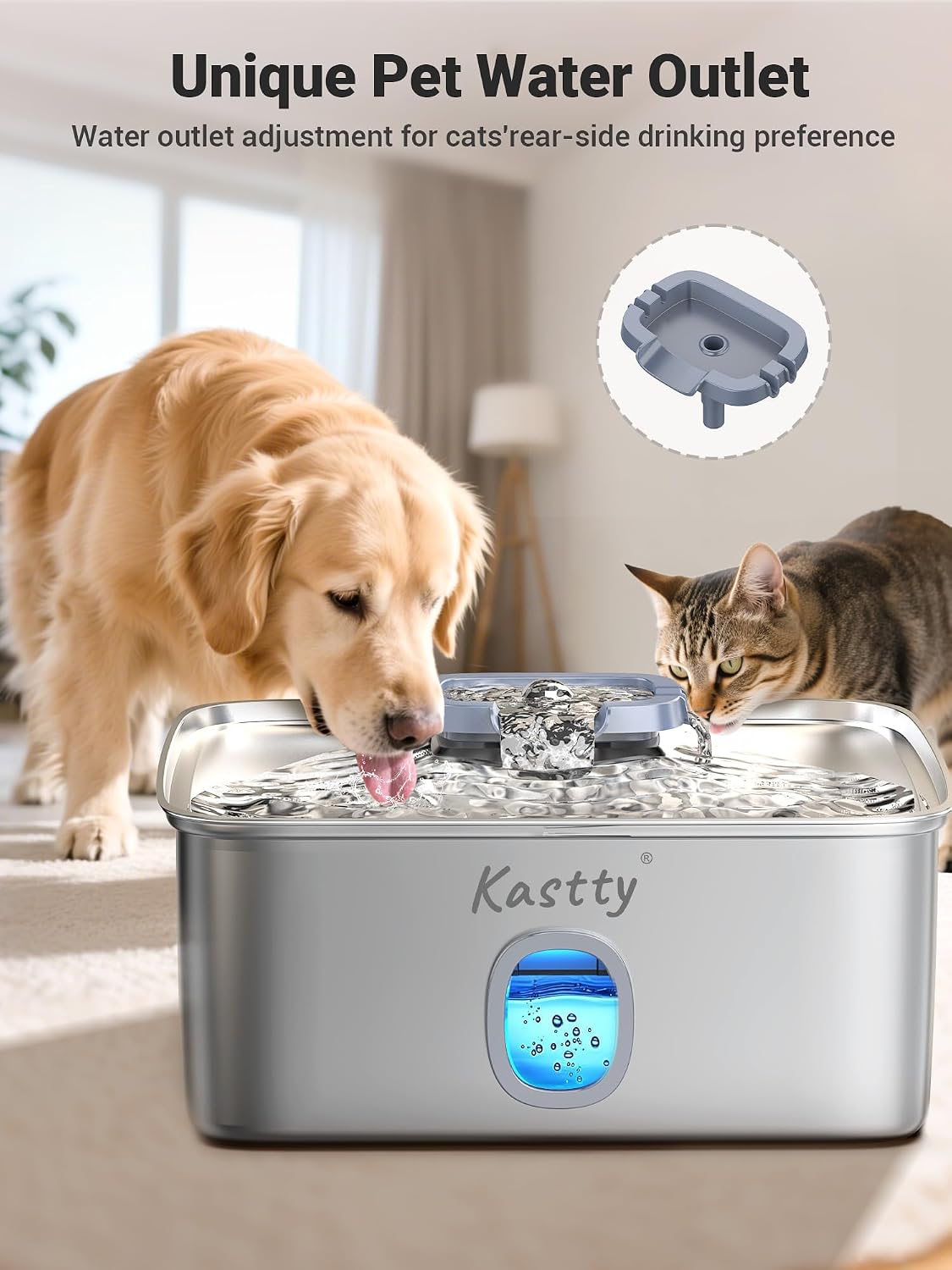 Kastty pet fountain disassembled for easy cleaning