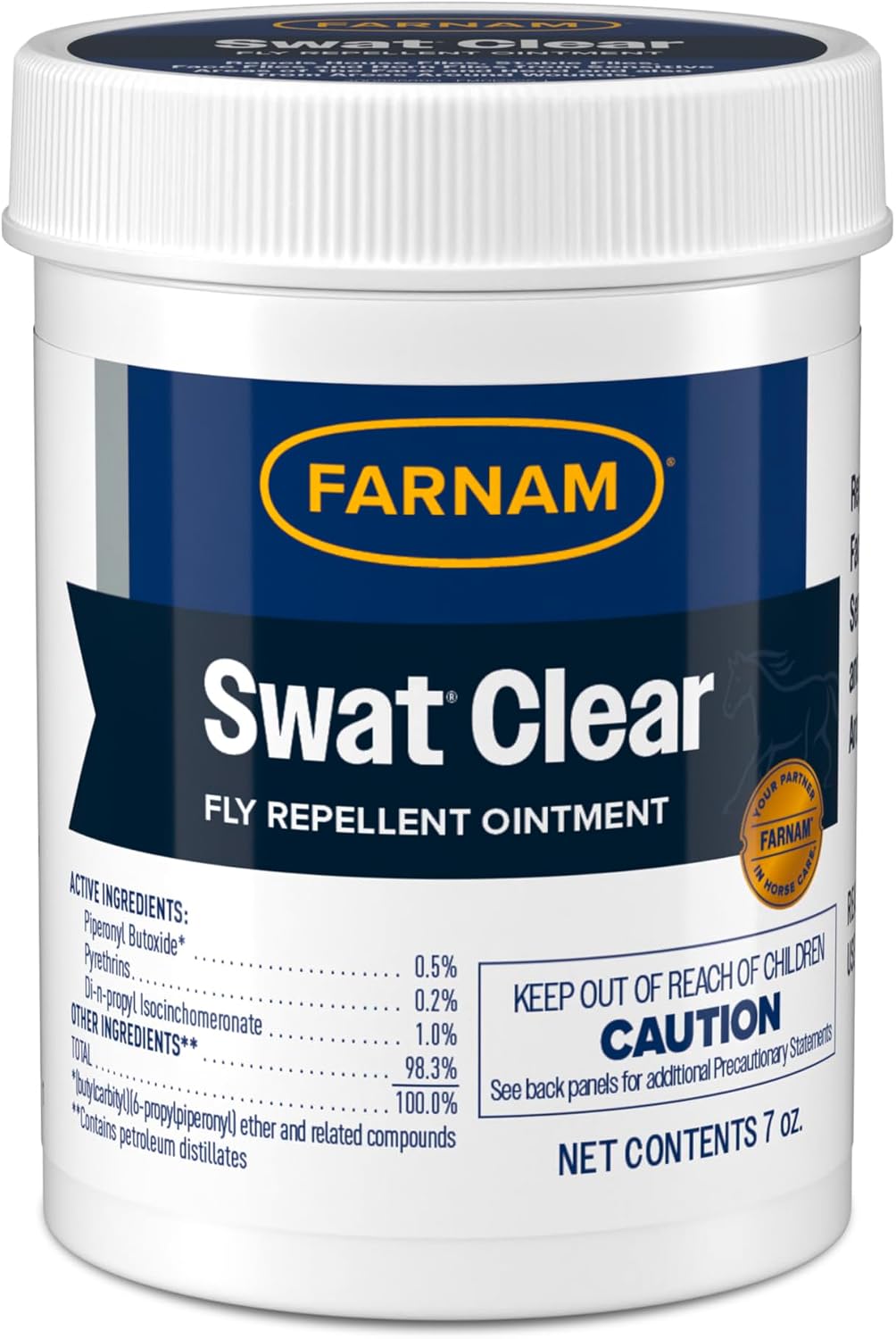 Farnam Swat fly repellent ointment clear 7 ounce front view jar