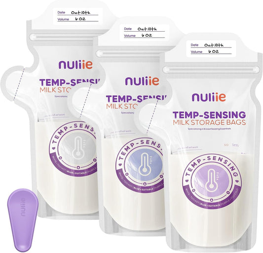 Nuliie 100pcs Temp-Sensing Breastmilk Storage Bag front packaging