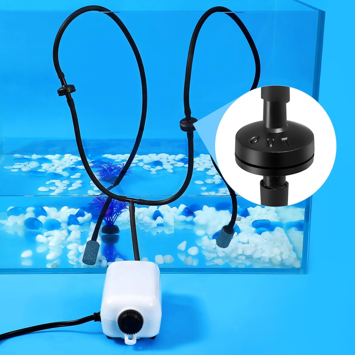 Side view of the 25 feet black PVC airline hose for hydroponics and fish tank oxygenation.