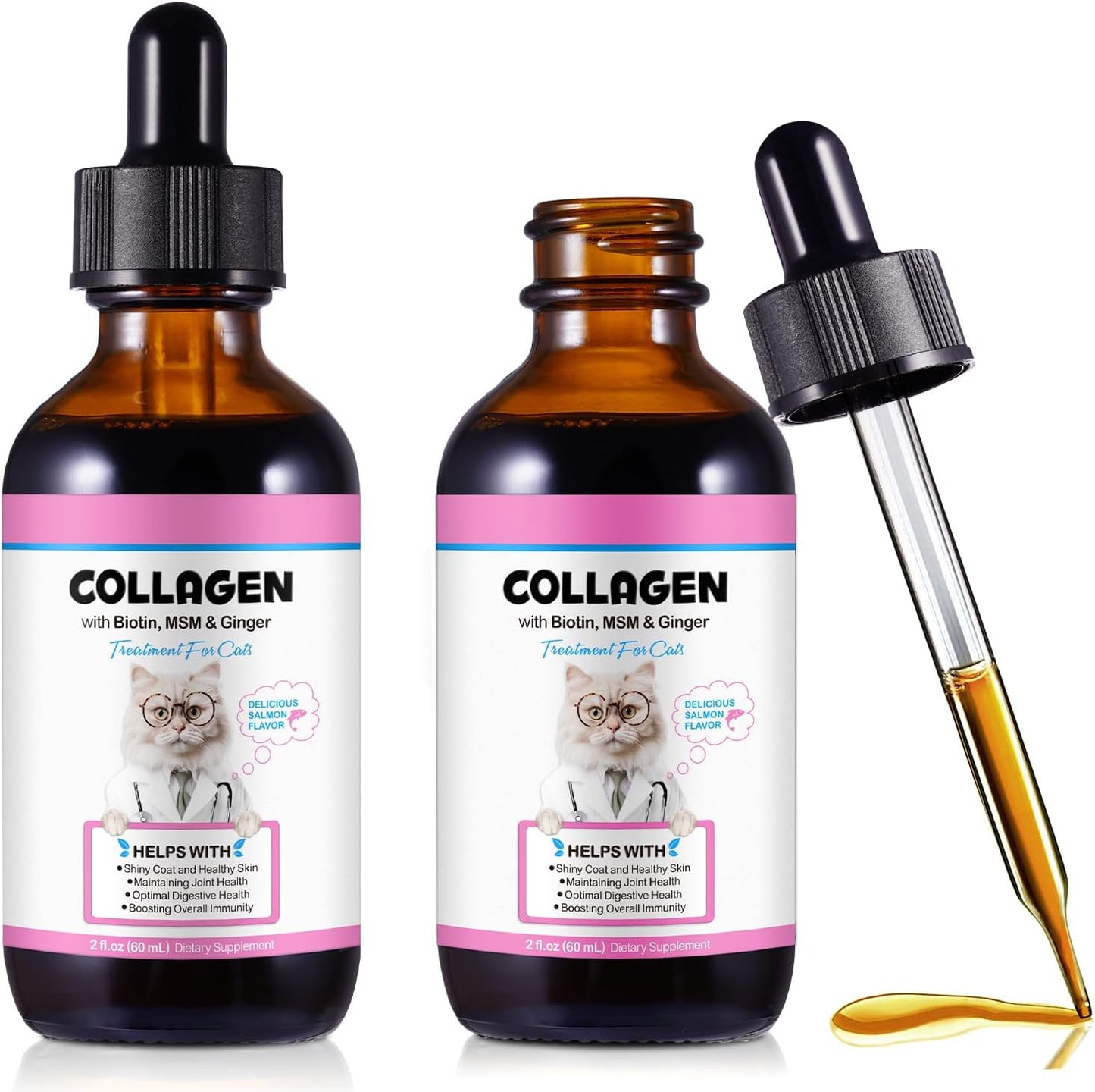 Collagen for Cats, Cat Collagen Liquid Drops for Cats with Biotin, MSM & Ginger Digestive & Immunity Support, Itch Relief, Skin & Coat and Joint Health, Cat Supplement 60ml - Image 10